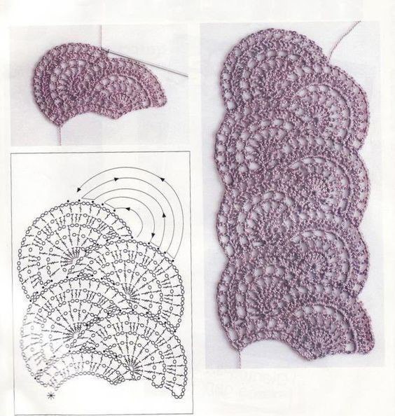 Варианты схем для вязания ленточного кружева