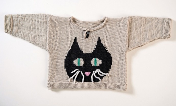 Вяжем детский пуловер с котиком