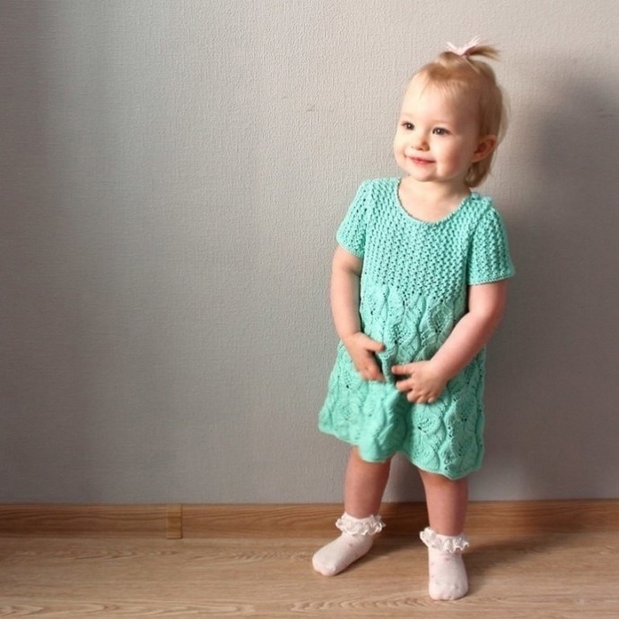 Вяжем детское платье "Бирюзовый сон" на девочку 1-2года