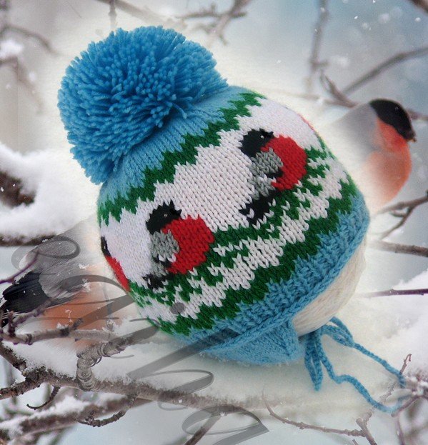 Шапочка и свитер "Снегири": находка для любящей бабушки! 0