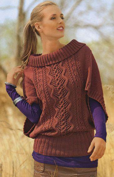 ​Узорчатый пуловер-пончо