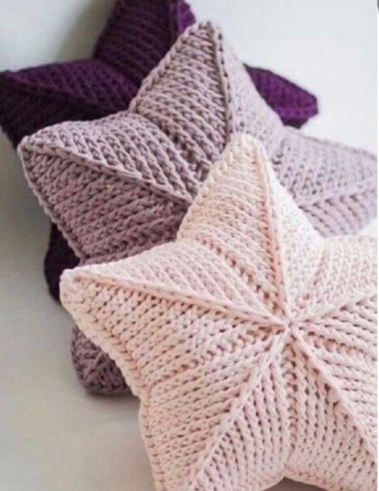 Схема вязания подушки в форме звёзд