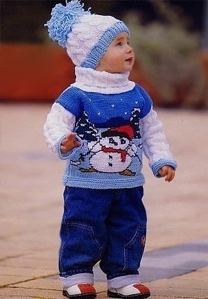 Зимний комплект: свитер и шапочка, вяжем с любовью для самых маленьких