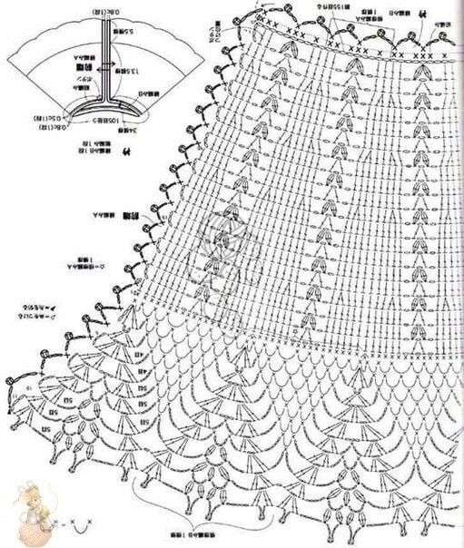 Схемы юбок, расширяющихся книзу, вяжем крючком