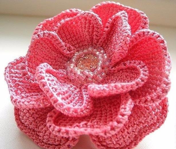 Цветок тунисским вязанием