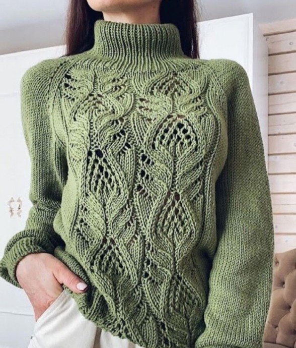 Красивый узор для вязания спицами свитера