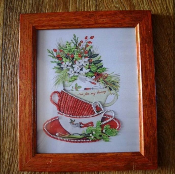 Вышиваю на шелке - сюжет "Садовый чай"