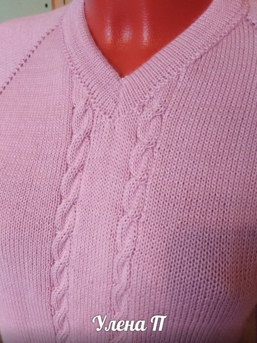 Розовый пуловер из слонимской полушерсти