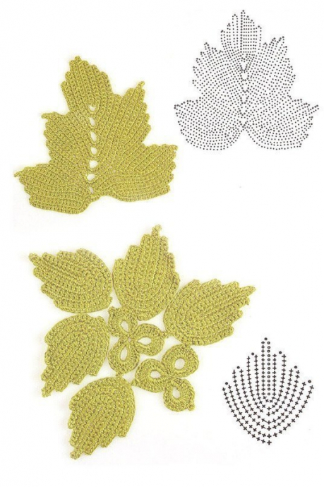Листья и листочки крючком
