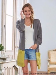 Удлиненный кардиган спицами