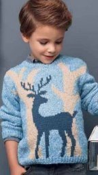 Детский пуловер с узором спицами