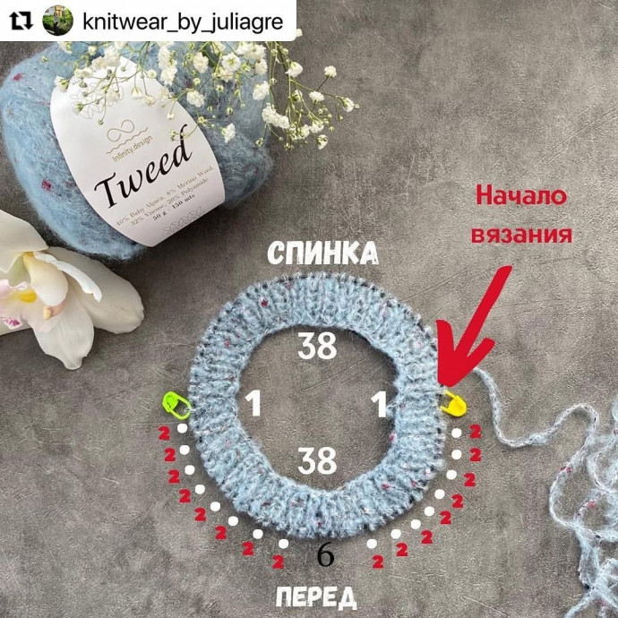 Серый жилет спицами