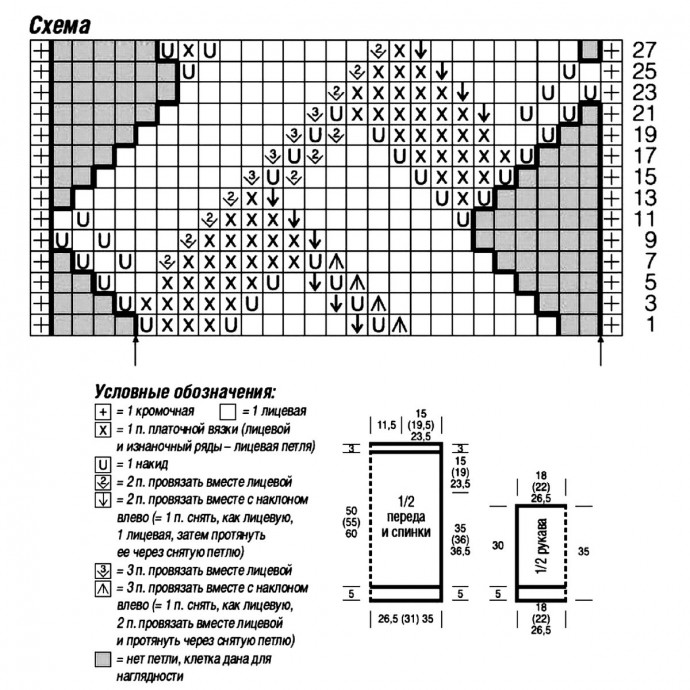 Женский пуловер с оригинальным узором