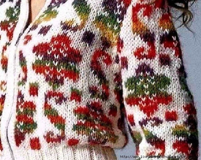 Жакет спицами с жаккардовым узором