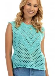 Топ сетчатым узором с оригинально оформленной полочкой