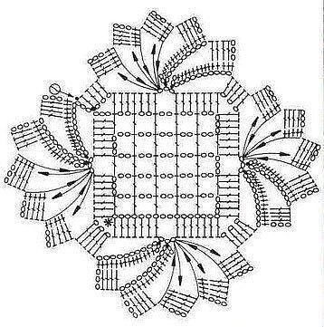 Ажурный квадратный мотив крючком