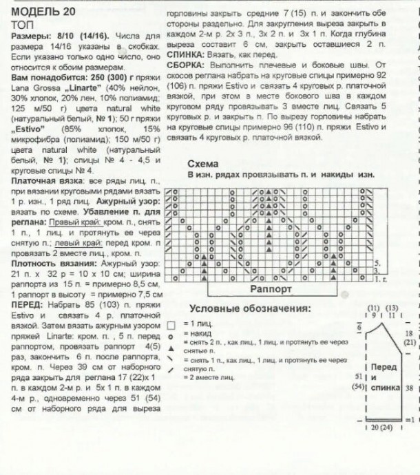 Топ спицами, пряжа из хлопка и льна Топ спицами, пряжа из хлопка и льна