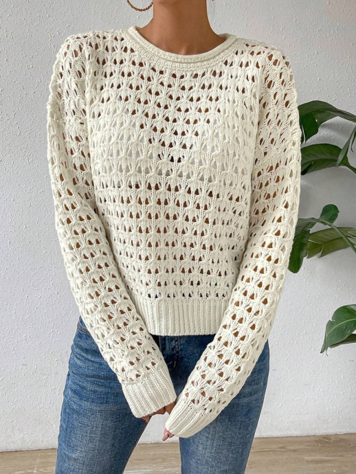Джемпер из каталога Shein с оригинальным ажурным узором.