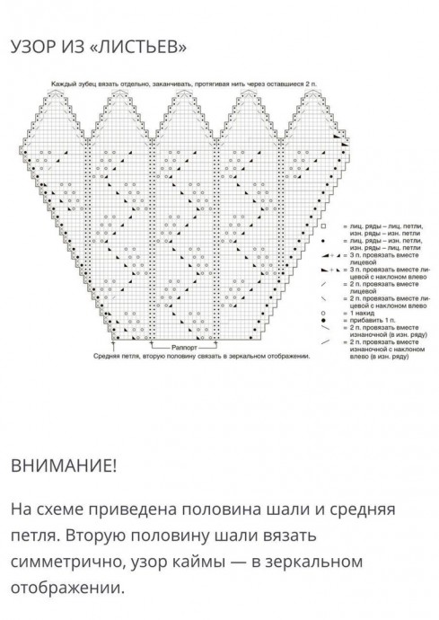 Красивая шаль с узором из листьев Красивая шаль с узором из листьев