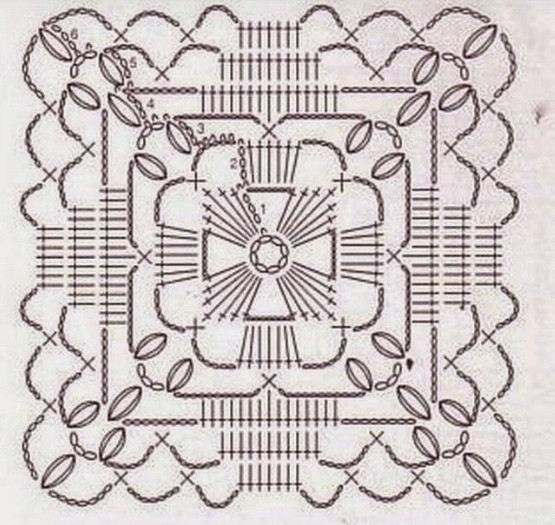 Квадратные мотивы для вязания ажурной блузы