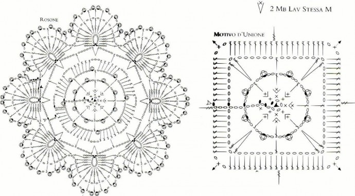 Мотив для ажурной скатерти, вяжем крючком 1