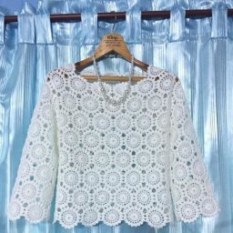 Ажурный мотив для белой нарядной кофточки, вяжем крючком