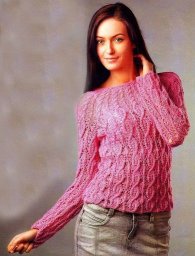 Джемпер спицами узором из кос