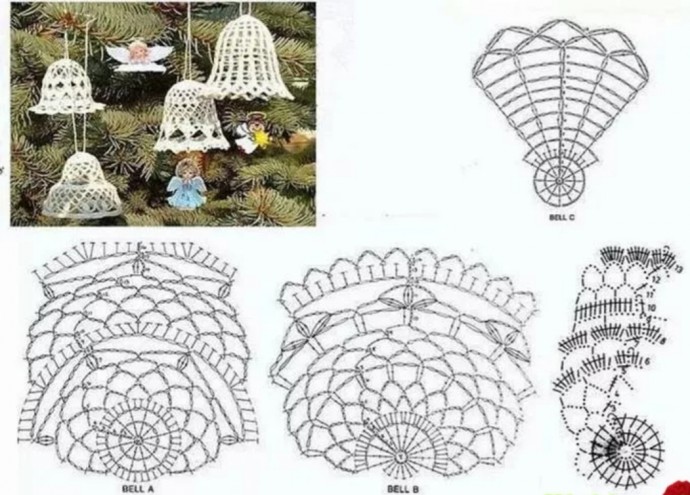 Вяжем ажурные колокольчики на ёлку!