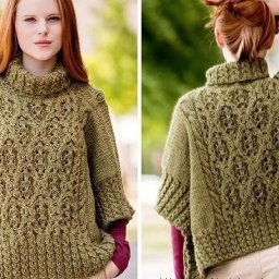 Пончо с объемным воротником