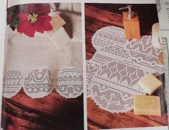 Салфетка и кайма из новогодних шаров филейным вязанием крючком