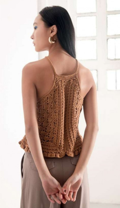 Топ крючком с воланом по низу крючком