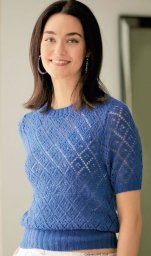 Джемпер с круглым вырезом и узором из ажурных ромбов