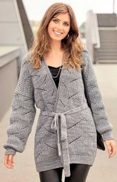 Серый кардиган спицами