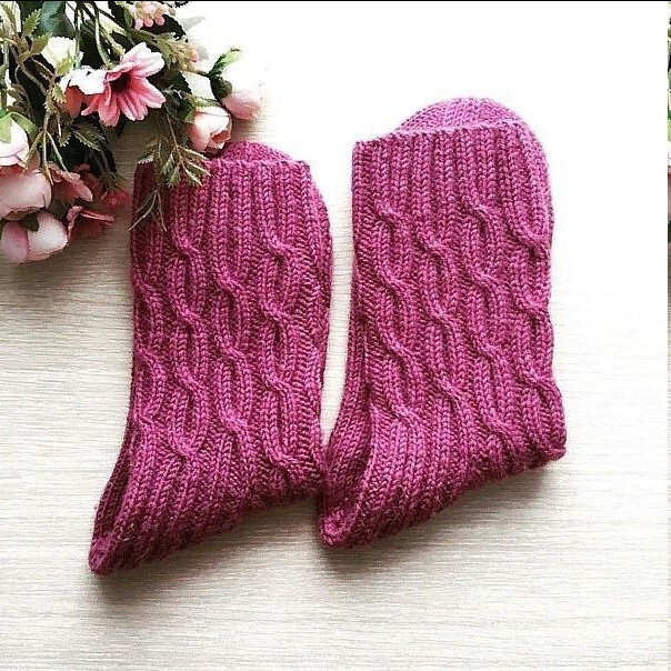 Носки с объемными косами Носки с объемными косами