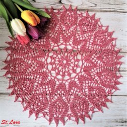 Салфетка с тюльпанами, вяжем крючком