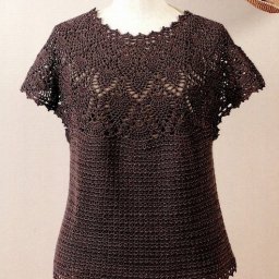 Топ с круглой кокеткой, вяжем крючком