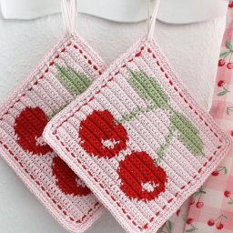 Прихватки с вишенками, добавим ягодного настроения!