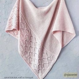 Нежно-розовая шаль, вяжем спицами