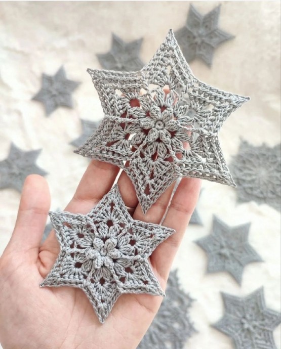 Снежинки крючком Снежинки крючком