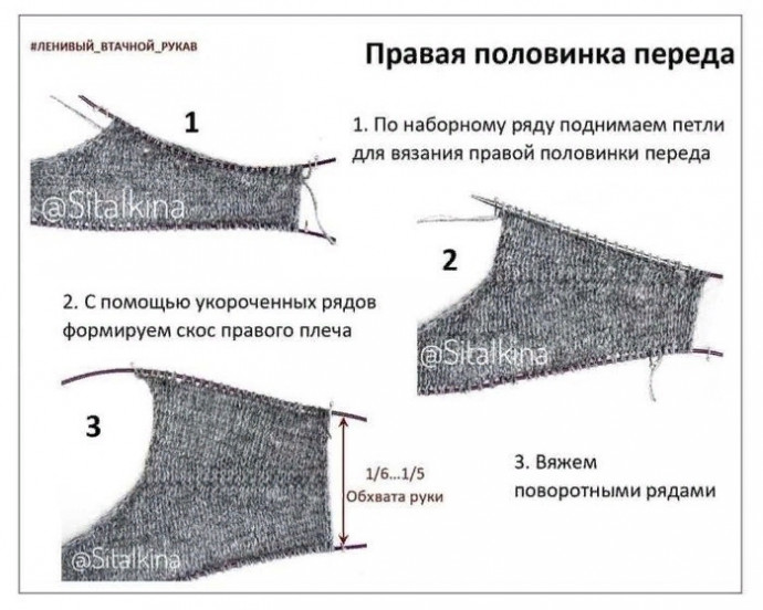 "Ленивый втачной рукав" по кругу при вязании "Ленивый втачной рукав" по кругу при вязании