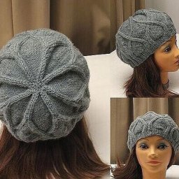 Серый берет спицами