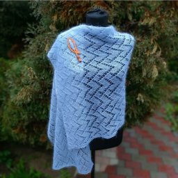 Воздушный палантин из мохера, вяжем спицами