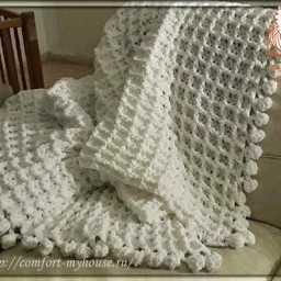 Плед вафельным узором крючком