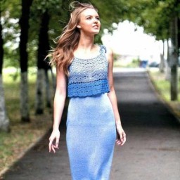 Нежное платье крючком и спицами