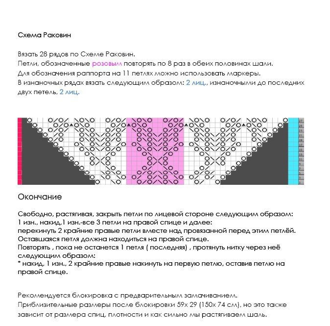 Шаль спицами кодама схема и описание