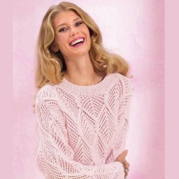 Удлиненный ажурный пуловер