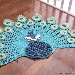 ​Коврик крючком "Павлин"