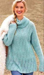 Свитер с ромбами и резинкой, вяжем спицами