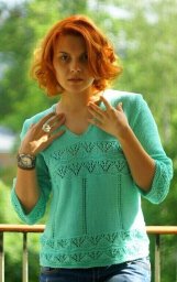 Летний пуловер с рукавами 3/4, вяжем спицами