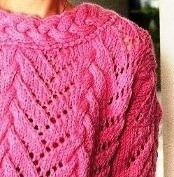 Свитер с ажурными косами, вяжем из пряжи Камтекс "Пышка" Свитер с ажурными косами, вяжем из пряжи Камтекс "Пышка"